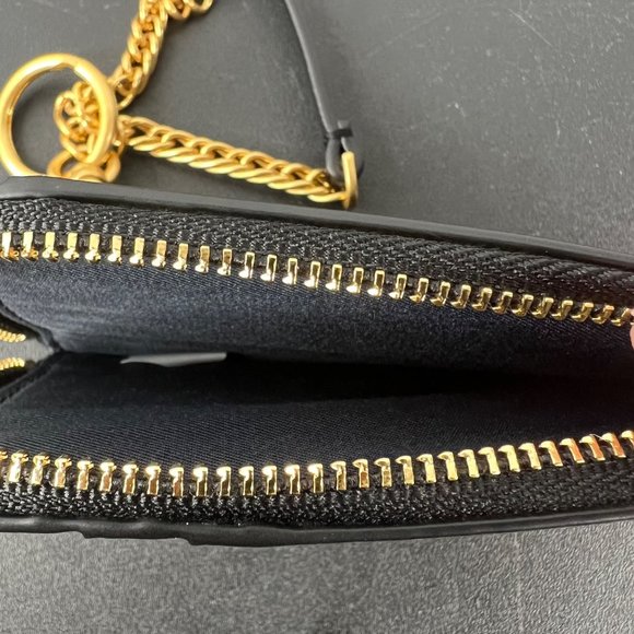 Tory Burch Robinson Saffiano Leather Lanyard Wallet Card Case Accessory Black - Picture 8 of 10